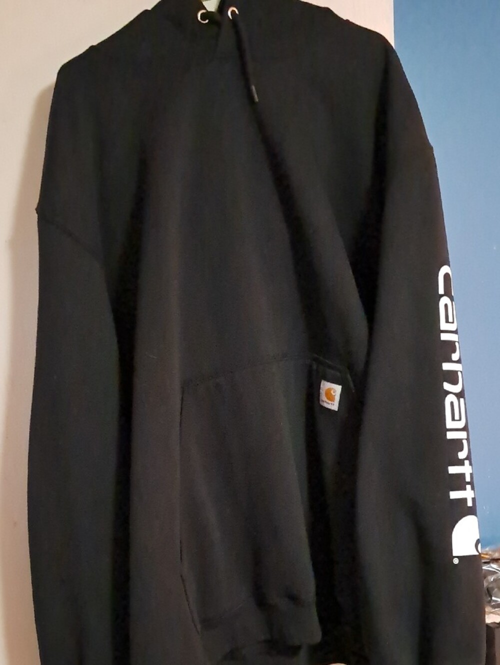 Carhartt Black Hooded Sweatshirt with Sleeve Script